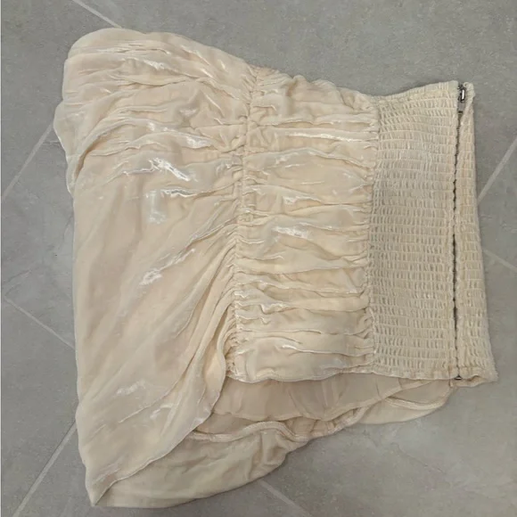 Reformation Addie Cream Velvet Ruched Corset Top Size 12 - Picture 7 of 11